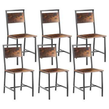 Dining chairs VEVOR DA270, 6 pcs, black/brown, 48 × 86.5 × 38 cm