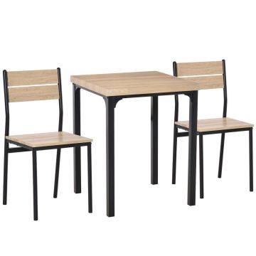 Dining set, 3 pieces, with 2 chairs, 60 × 76 × 60 cm