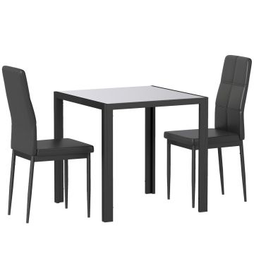 Zestaw obiadowy, 3 elementy, z 2 krzesłami, czarny, 75 × 75 × 75 cm