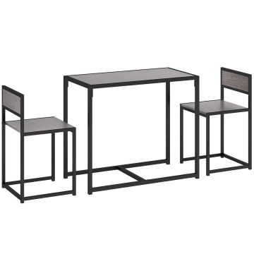 Zestaw obiadowy z 2 krzesłami, szary, 90 × 76 × 47 cm
