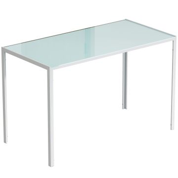 Dining table for 4 people, 120 x 60 cm, white, tempered glass top