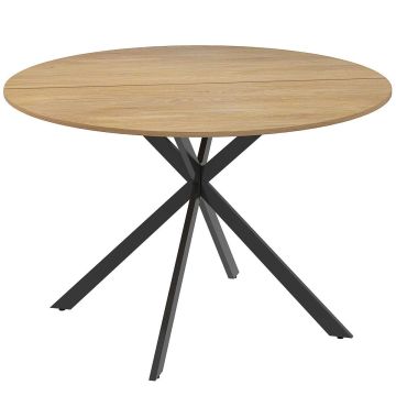 Dining table, 4 seats, Oak/black, Ø120 × 75 cm