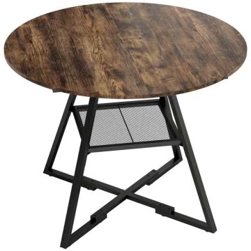 Dining table, Brown/black, Ø 100 × 76 cm