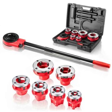 Pipe threading set VEVOR KT1106N, 6 bits, 52 × 14 × 38 cm