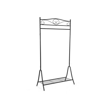 Clothes rack with shoe shelf, black