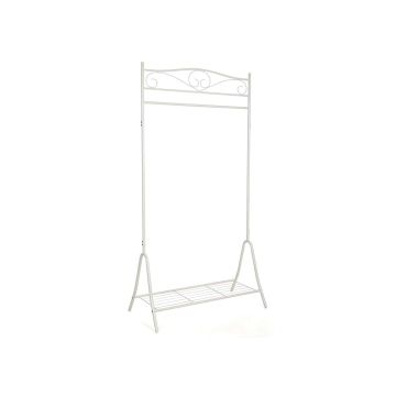 Clothes rack with shoe shelf, white