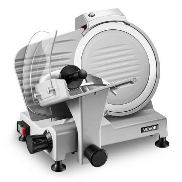 Krajalnica elektryczna do mięsa VEVOR, 300 W, ostrze ze stali węglowej 25 cm, grubość cięcia 0-12 mm, certyfikat ETL