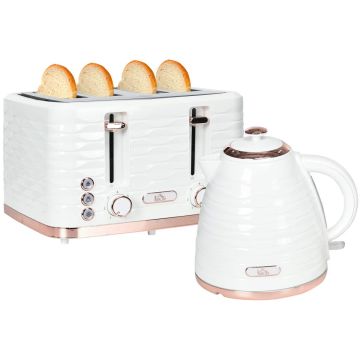 Kettle and toaster set, 1.7 L, 7 browning levels, cream white