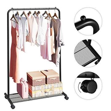 Outerwear rack on wheels HSR25BK, black