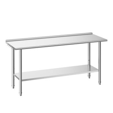 Kitchen work table VEVOR YH2-D-72, with back wall, 182.9 × 89.4 × 61 cm