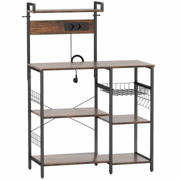 Kitchen shelf, 2 slots, 5 hooks, 90 × 42 × 130 cm