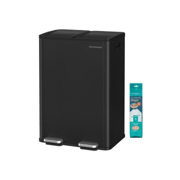 SONGMICS LTB741B02 kitchen trash can, 2 × 30 l, 47.6 × 66.9 × 37.7 cm