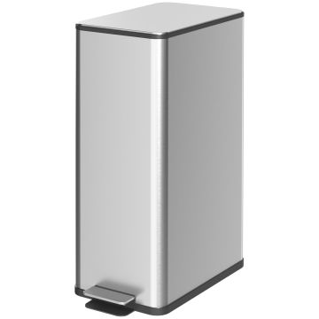 Kitchen trash can with pedal, 20 l, Silver, 21.5 × 57 × 37.2 cm