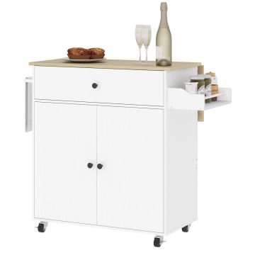 Kitchen trolley Homcom 106x42x87cm., white/light brown