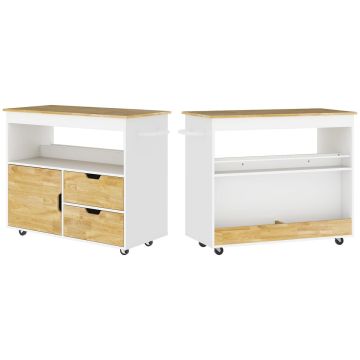 Kitchen trolley Homcom 107x50x85cm., white/light brown