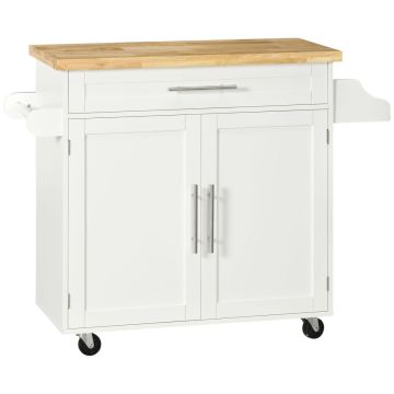 Kitchen trolley Homcom 109x40x89cm., white/light brown