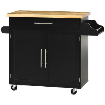 Kitchen trolley Homcom 109x40x89cm., black/light brown