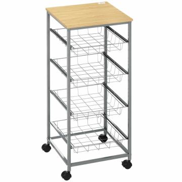Kitchen trolley Homcom 36.5x36.5x89cm., gray/light brown