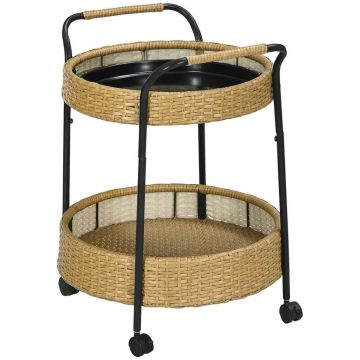 Kitchen trolley Homcom 50x66cm., black/light brown
