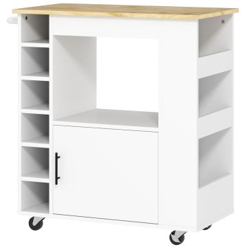 Kitchen trolley Homcom 83x40x83cm., white/light brown