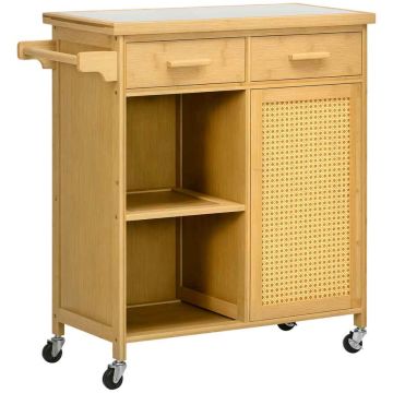 Kitchen trolley Homcom 84x36x85cm., light brown