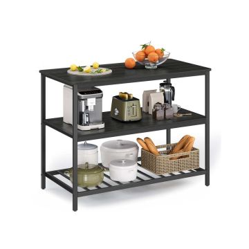 VASAGLE kitchen shelf, 3-tier, brown/black, 60 × 120 × 90 cm