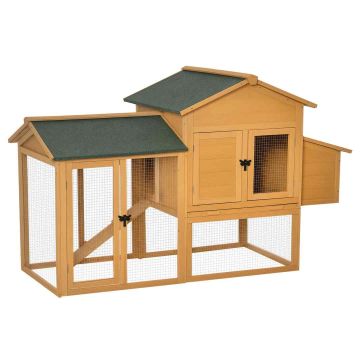 Chicken coop PawHut 168x75x103cm., light brown/green