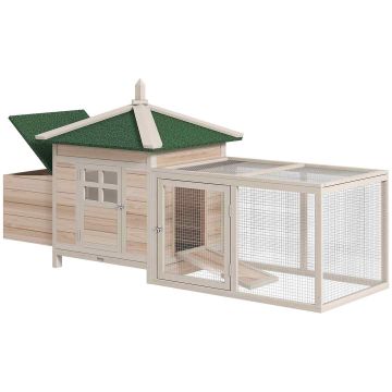 Chicken coop PawHut 196x76x97cm., light brown/green