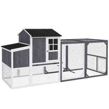 Chicken coop PawHut 236.5x91x114cm., white/dark gray