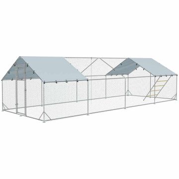 Chicken coop PawHut 300x800x195cm., silver color