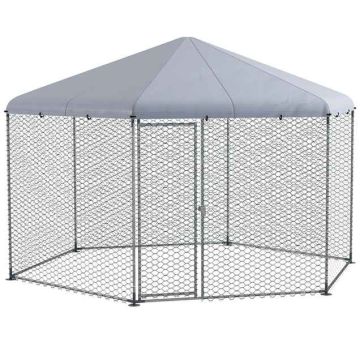 Chicken coop PawHut 400x346x263cm., silver color