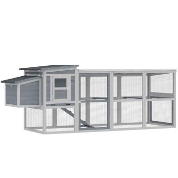 Chicken coop with aviary, for 3-4 chickens, 264 × 82 × 89 cm