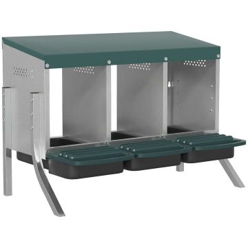 Chicken egg laying nest with ventilation, 3 nests, 84 x 55 x 61 cm, silver