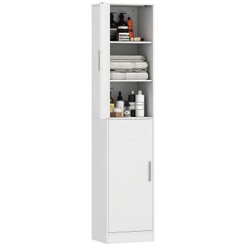 Szafka łazienkowa, 2 drzwi, 6 półek, biała, 40 × 180 × 35 cm
