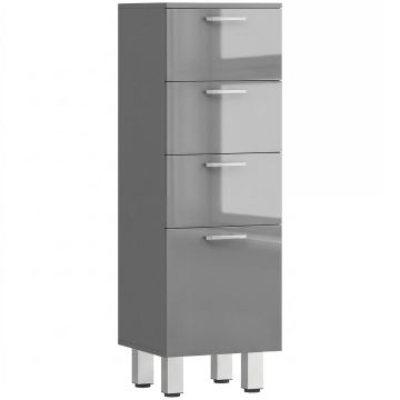 Bathroom cabinet, 4 drawers, Grey, 30 × 93 × 30 cm