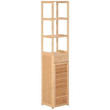 Bathroom cabinet Kleankin 32x30x163cm., light brown