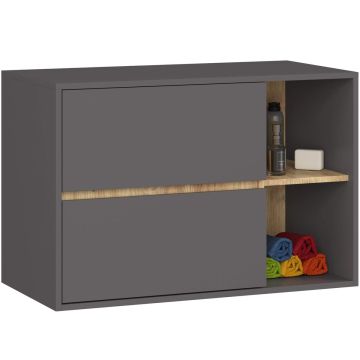 Szafka łazienkowa pod umywalkę VAMI W90, 2 szuflady, szaro-brązowa, 90 × 60 × 45,5 cm