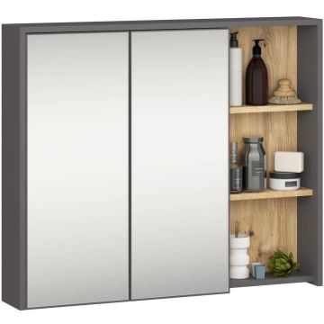 Szafka łazienkowa z lustrem AKORD VAMI W90, szaro-brązowa, 90 × 75 × 15 cm