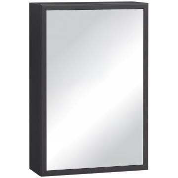 Bathroom cabinet with mirror Kleankin 40x15x60cm., black