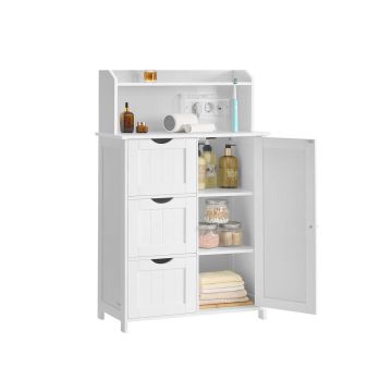 Szafka łazienkowa VASAGLE BBC775W03, 2 drzwi, 2 regulowane półki, 30 × 60 × 100 cm