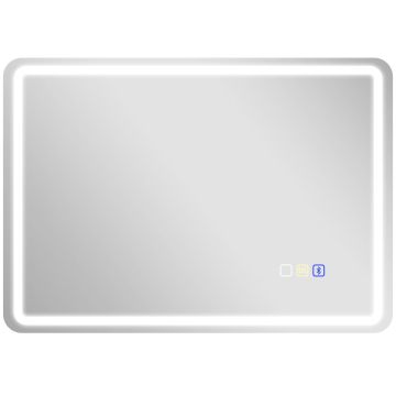 Lustro łazienkowe, LED, Bluetooth, srebrne, 50 × 70 × 3,5 cm