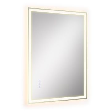 Lustro łazienkowe SONGMICS z oświetleniem LED, białe, 70,7 × 50,7 cm