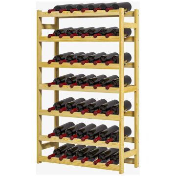 Stojak na wino, 7 poziomów, do 42 butelek, dąb, 63 × 25 × 102 cm