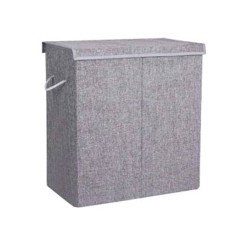 Linen imitation laundry basket 142 L, gray