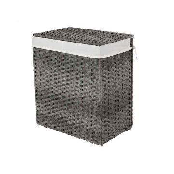 Laundry basket 110 L made of polyrattan, grey