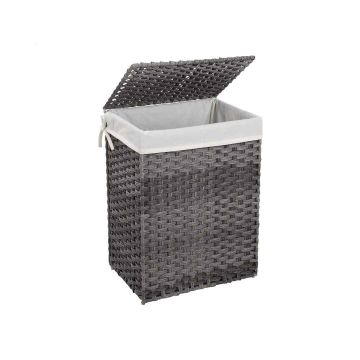 Laundry basket 90 L made of polyrattan, grey