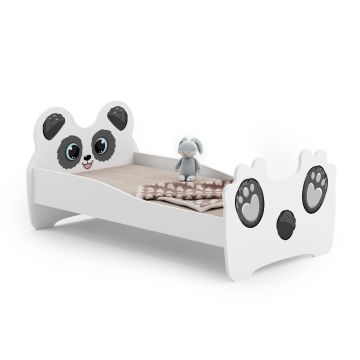 Children's bed Animals with mattress 144 cm x 80 cm x 70 cm, panda