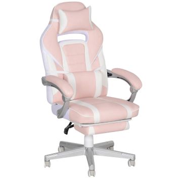 Fotel gamingowy Homcom 63x63x123cm, różowo-biały