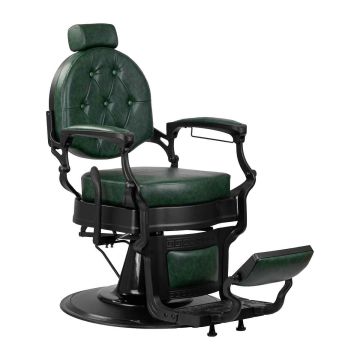 Green barber chair Gabbiano President with hydraulic lift