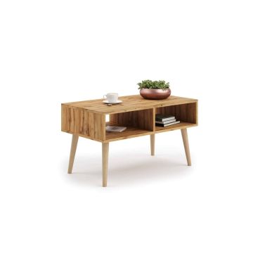 Stolik kawowy w stylu skandynawskim Sandi 90x55x50cm, kolor biały / naturalny kolor drewna